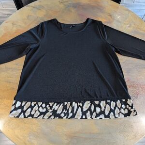 New Directions Curvy Super Stretch Black Top Casual Size 1X Comfy Relaxed